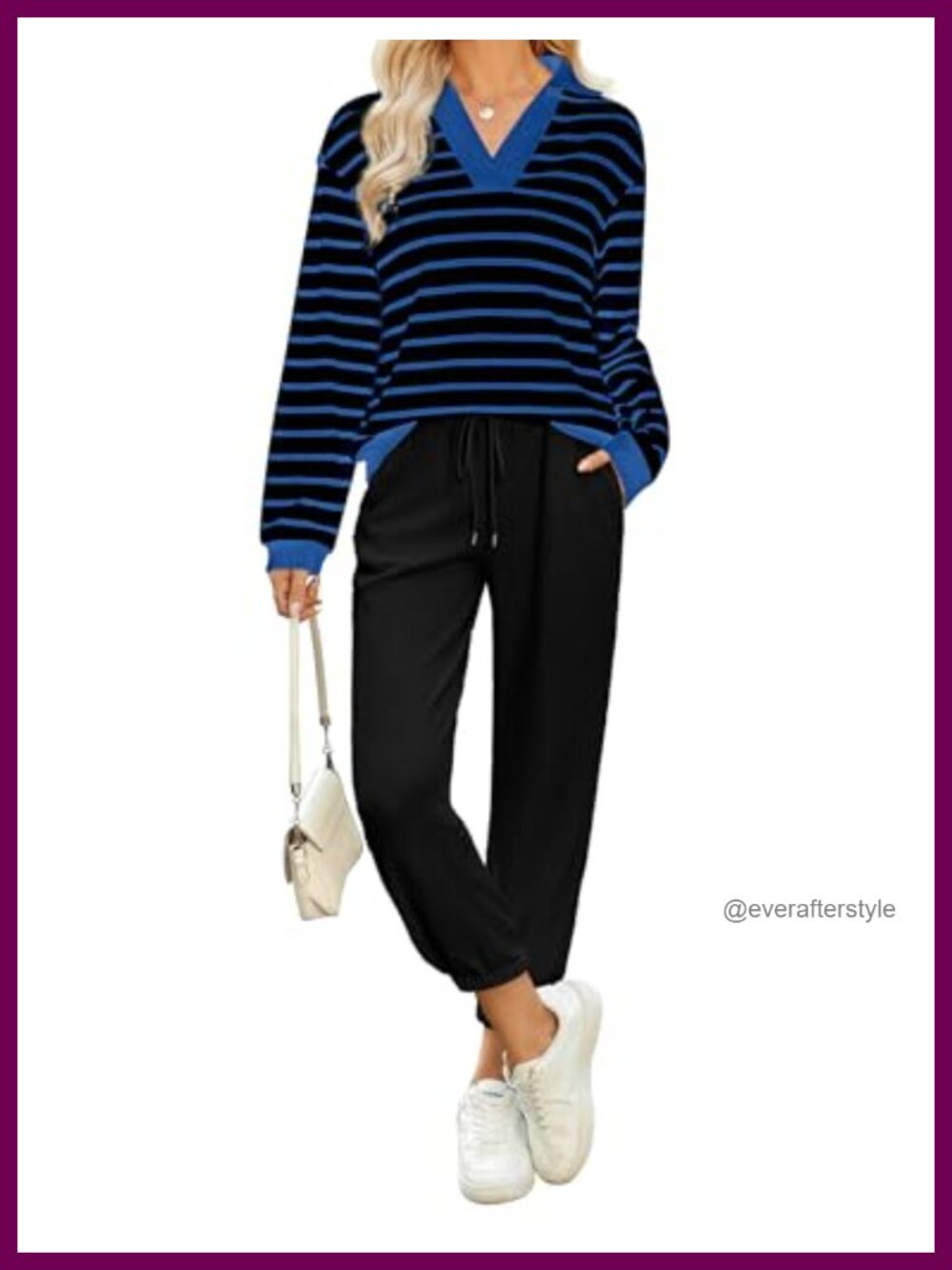 Waffle 2 Piece Lounge Set Long Sleeve Top Jogger Pants Womens Sleepwear